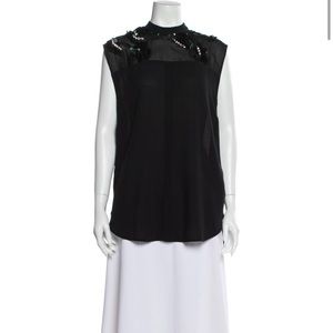 3.1 Phillip Lim Silk Black Sequin Sleeveless Top